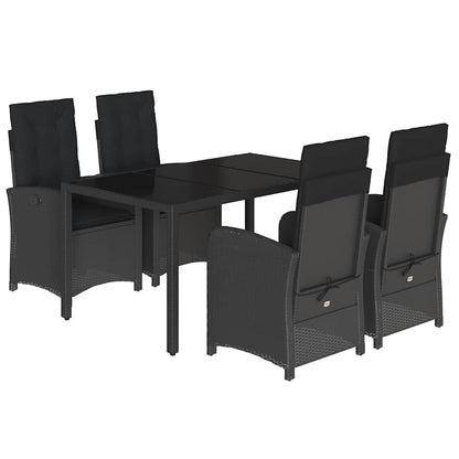 Set da Pranzo da Giardino 5 pz Nero con Cuscini in Polyrattan | homemem39