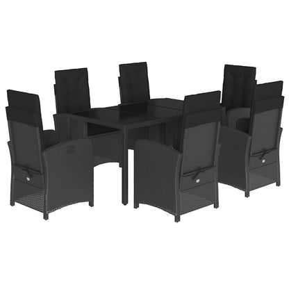 Set da Pranzo da Giardino 7 pz Nero con Cuscini in Polyrattan | homemem39