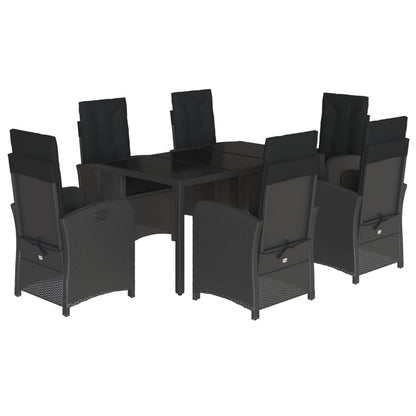 Set da Pranzo da Giardino 7 pz Nero con Cuscini in Polyrattan - homemem39