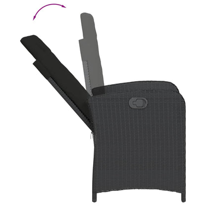 Set da Pranzo da Giardino 7 pz Nero con Cuscini in Polyrattan - homemem39