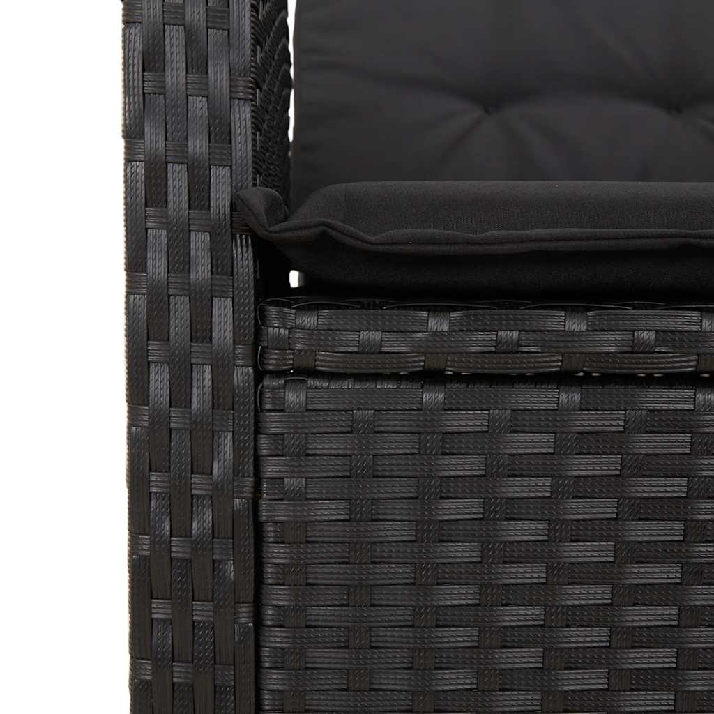 Set da Pranzo da Giardino 7 pz Nero con Cuscini in Polyrattan | homemem39