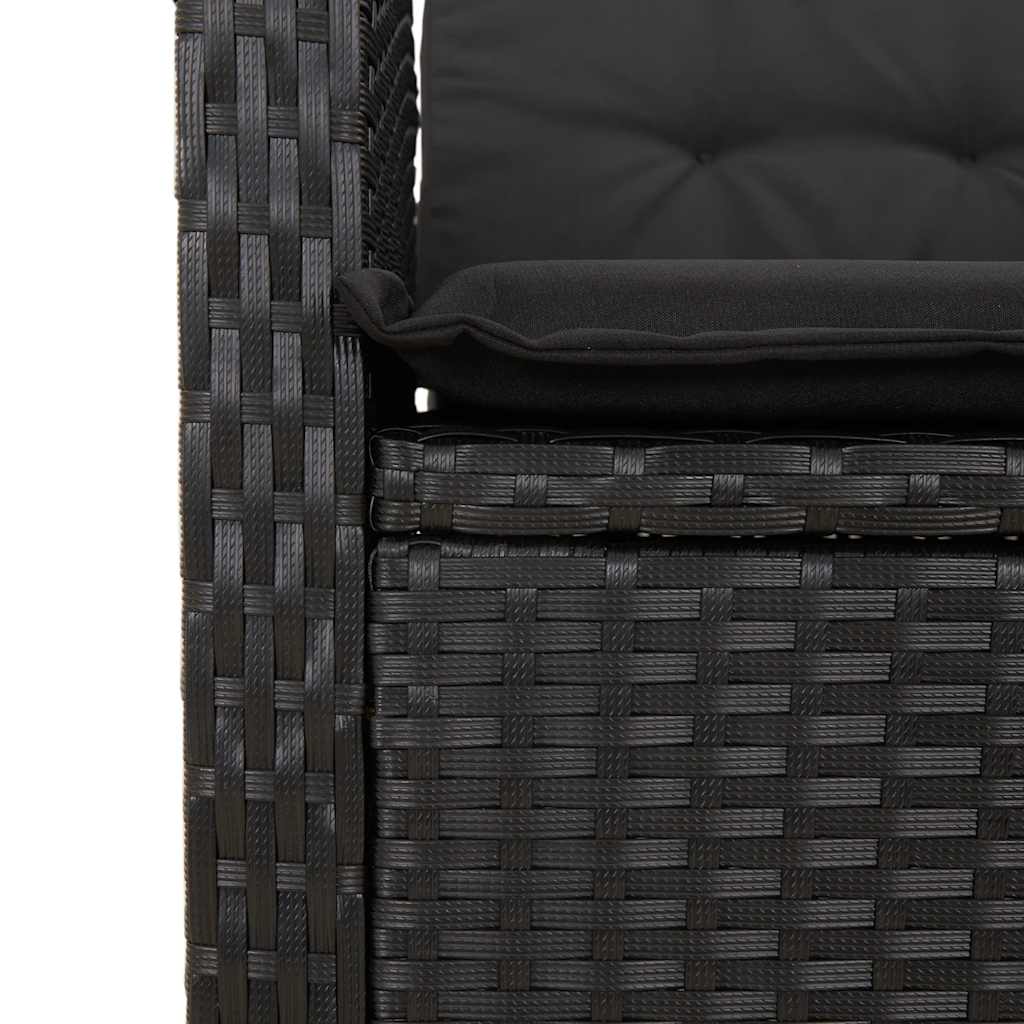 Set da Pranzo da Giardino 7 pz Nero con Cuscini in Polyrattan | homemem39