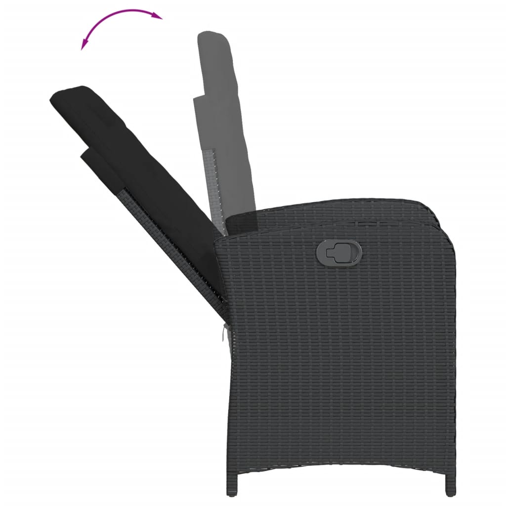 Set da Pranzo da Giardino 9 pz con Cuscini Nero in Polyrattan - homemem39