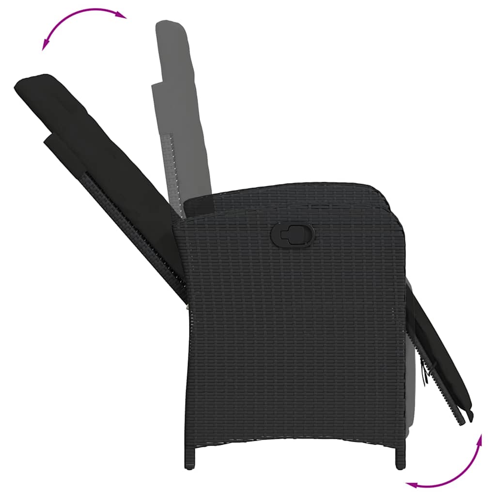 Set da Pranzo da Giardino 9 pz con Cuscini Nero in Polyrattan | homemem39