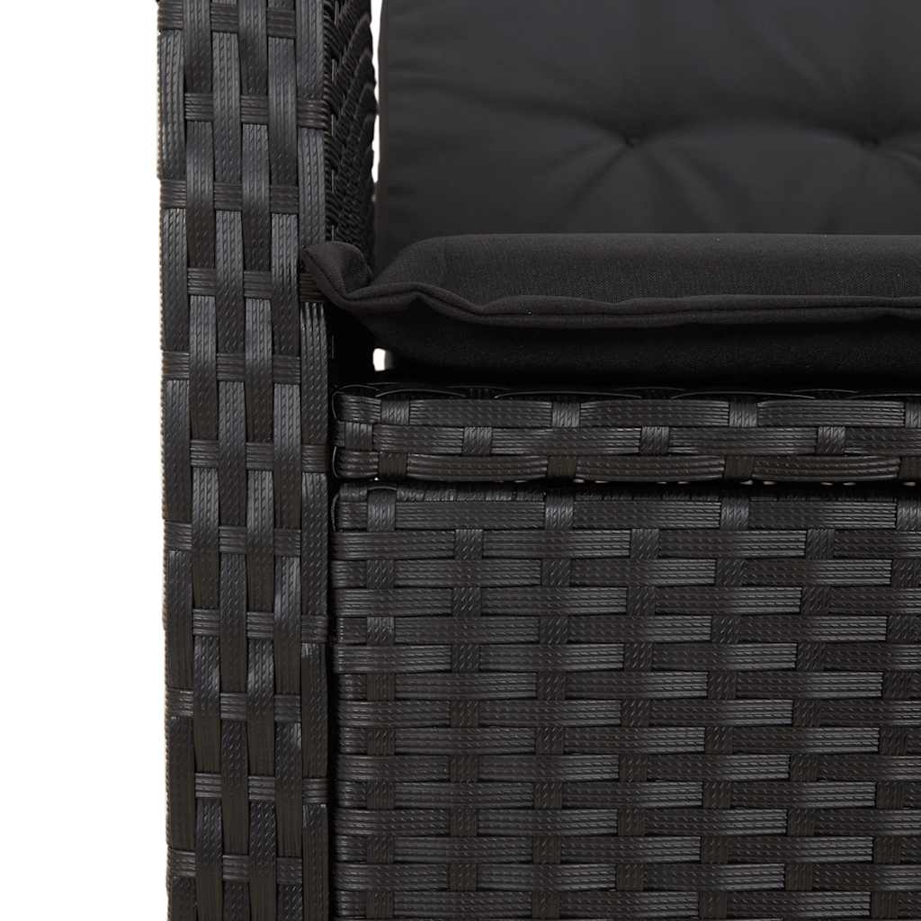 Set da Pranzo da Giardino 9 pz con Cuscini Nero in Polyrattan | homemem39