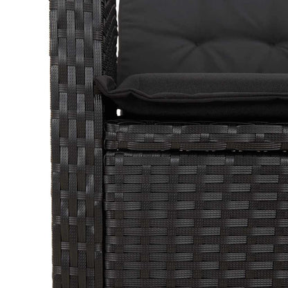 Set da Pranzo da Giardino 9 pz con Cuscini Nero in Polyrattan | homemem39