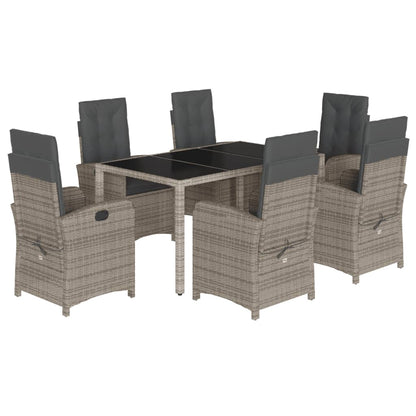 Set da Pranzo da Giardino 7 pz con Cuscini in Polyrattan Grigio | homemem39
