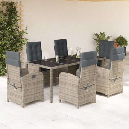 Set da Pranzo da Giardino 7 pz con Cuscini in Polyrattan Grigio | homemem39