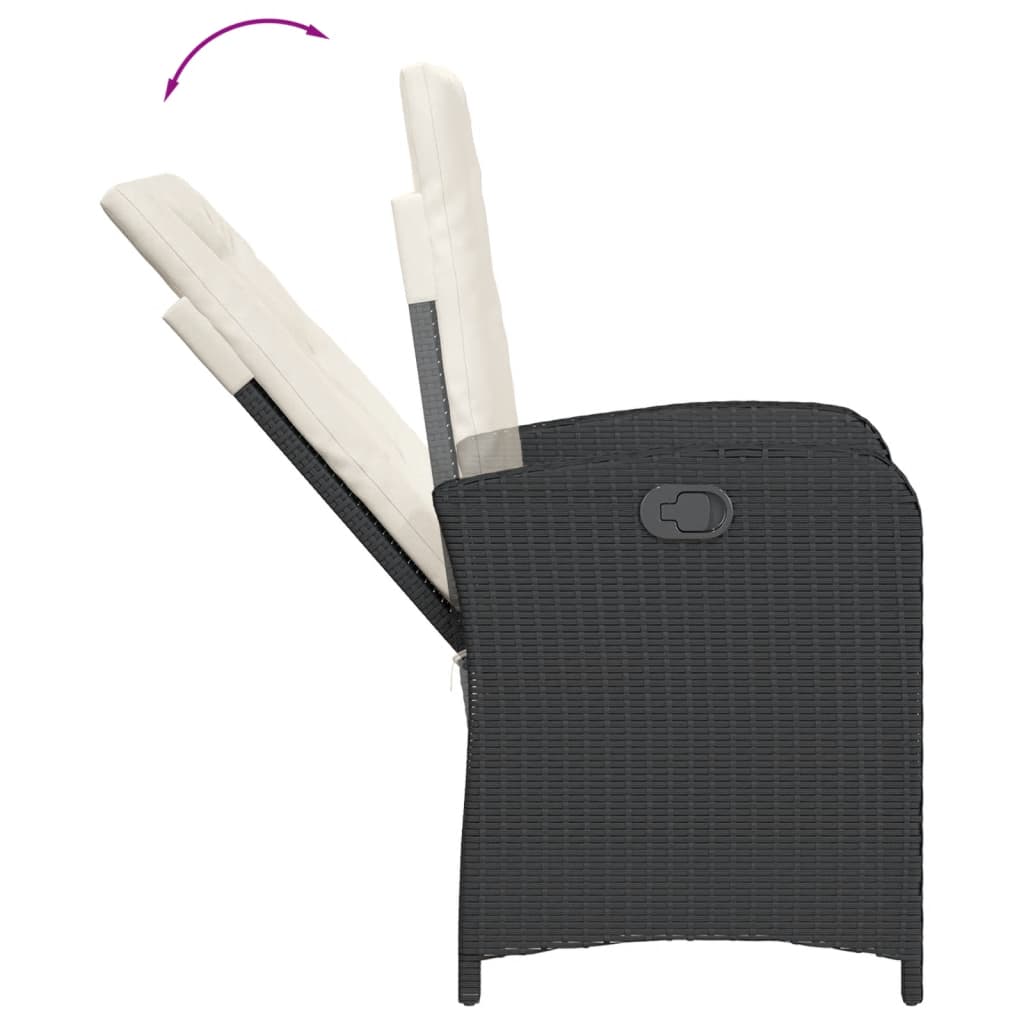 Set da Pranzo da Giardino 5 pz Nero con Cuscini in Polyrattan - homemem39