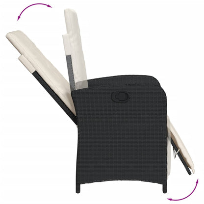 Set da Pranzo da Giardino 7 pz Nero con Cuscini in Polyrattan | homemem39