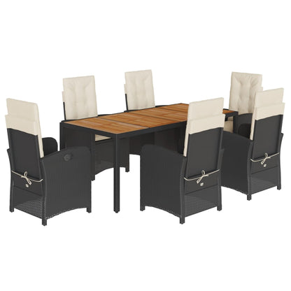 Set da Pranzo da Giardino 7 pz Nero con Cuscini in Polyrattan | homemem39