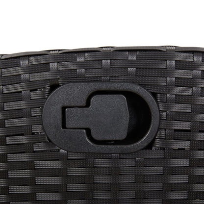 Set da Pranzo da Giardino 7 pz Nero con Cuscini in Polyrattan | homemem39