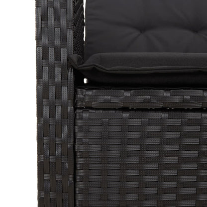 Set da Pranzo da Giardino 7 pz Nero con Cuscini in Polyrattan | homemem39