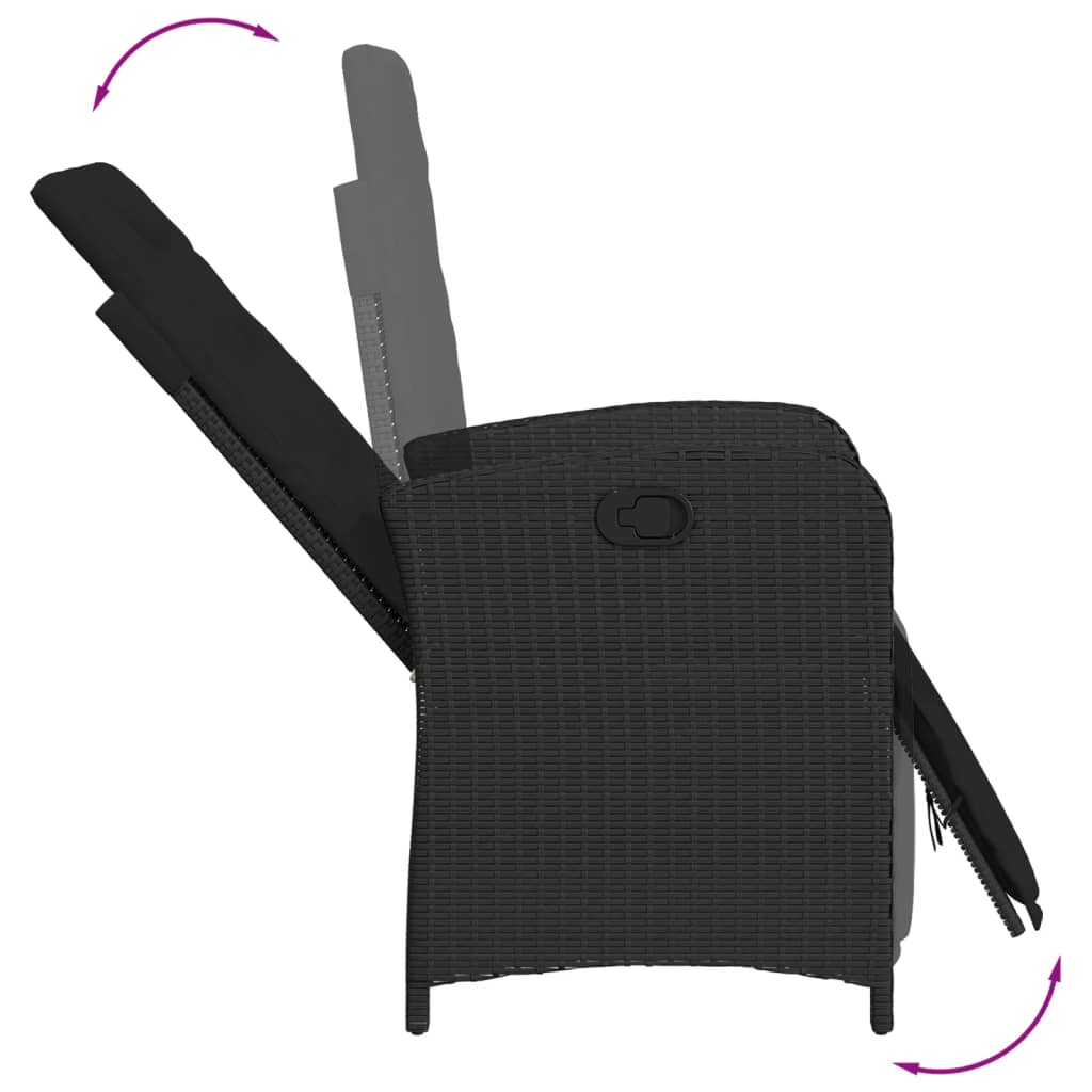 Set da Pranzo da Giardino 7 pz Nero con Cuscini in Polyrattan - homemem39