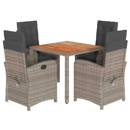 Set da Pranzo da Giardino 5 pz con Cuscini in Polyrattan Grigio | homemem39