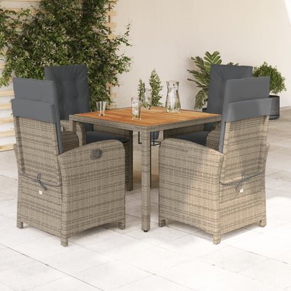 Set da Pranzo da Giardino 5 pz con Cuscini in Polyrattan Grigio - homemem39