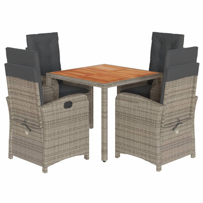 Set da Pranzo da Giardino 5 pz con Cuscini in Polyrattan Grigio | homemem39