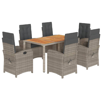 Set da Pranzo da Giardino 7 pz con Cuscini in Polyrattan Grigio | homemem39