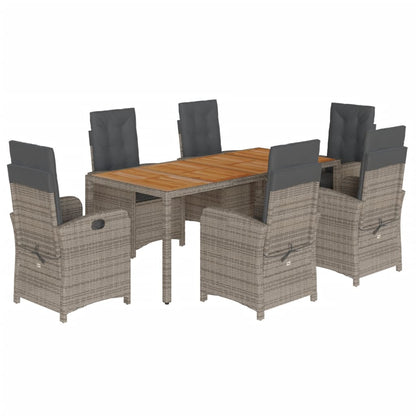 Set da Pranzo da Giardino 7 pz con Cuscini in Polyrattan Grigio | homemem39