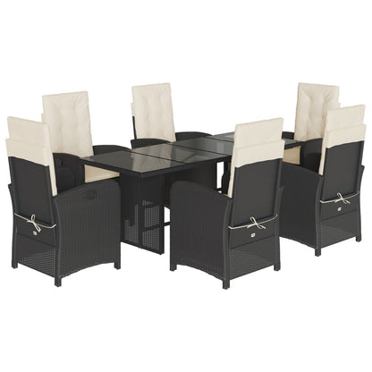Set da Pranzo da Giardino 7 pz Nero con Cuscini in Polyrattan | homemem39
