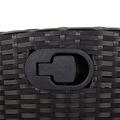 Set da Pranzo da Giardino 9 pz con Cuscini Nero in Polyrattan | homemem39