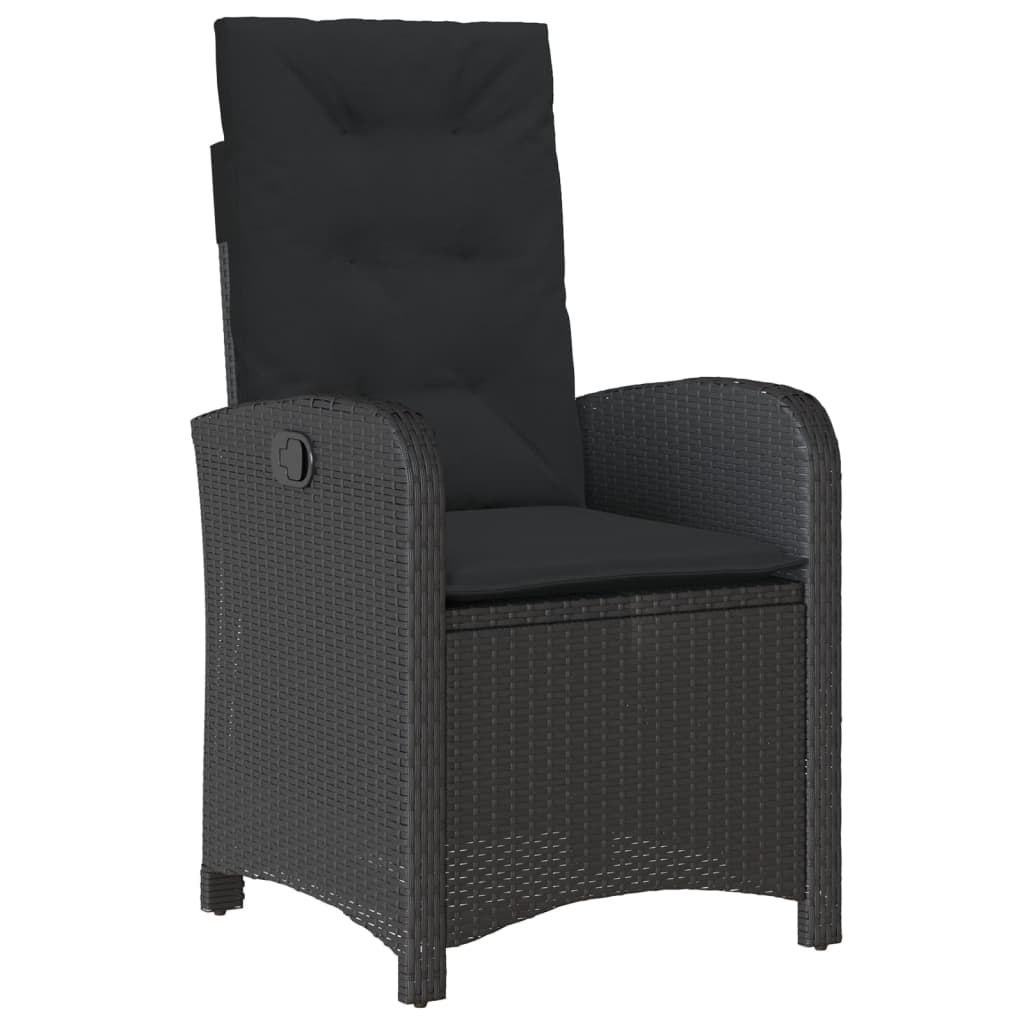 Set da Pranzo da Giardino 7 pz Nero con Cuscini in Polyrattan | homemem39