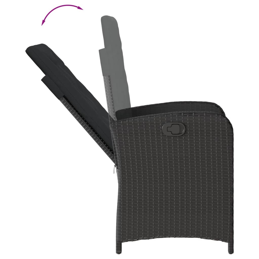 Set da Pranzo da Giardino 7 pz Nero con Cuscini in Polyrattan | homemem39