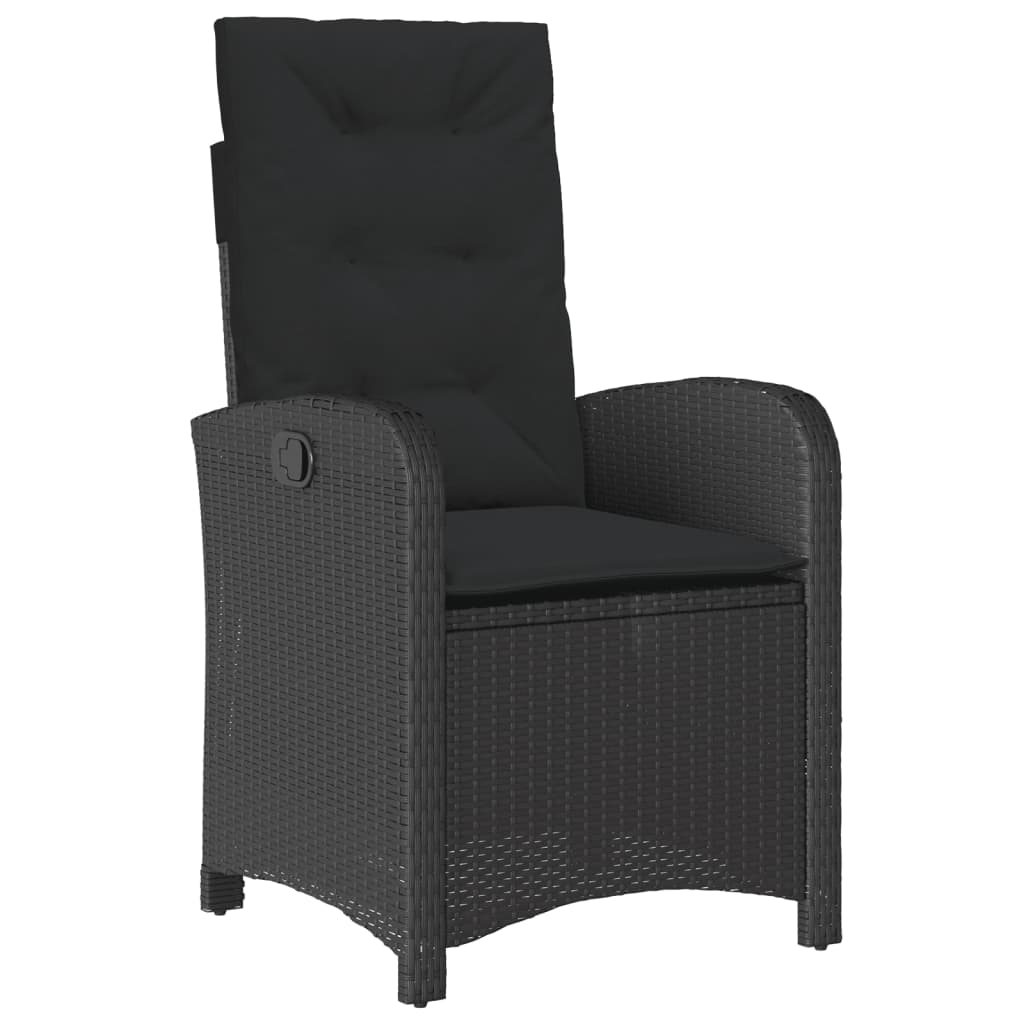 Set da Pranzo da Giardino 9 pz con Cuscini Nero in Polyrattan | homemem39