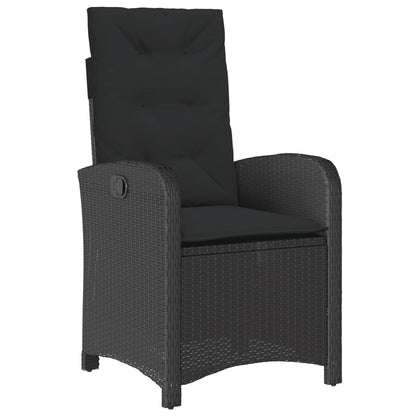 Set da Pranzo da Giardino 9 pz con Cuscini Nero in Polyrattan | homemem39