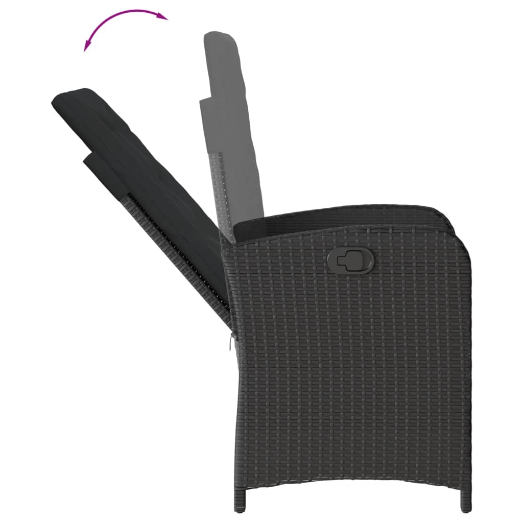Set da Pranzo da Giardino 9 pz con Cuscini Nero in Polyrattan | homemem39