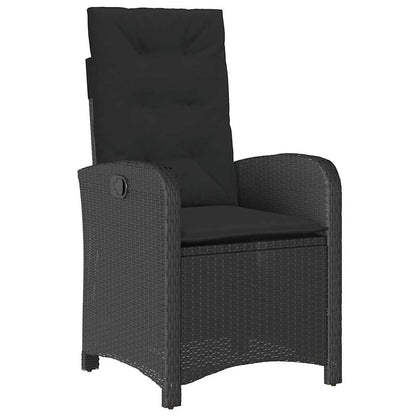 Set da Pranzo da Giardino 9 pz con Cuscini Nero in Polyrattan | homemem39