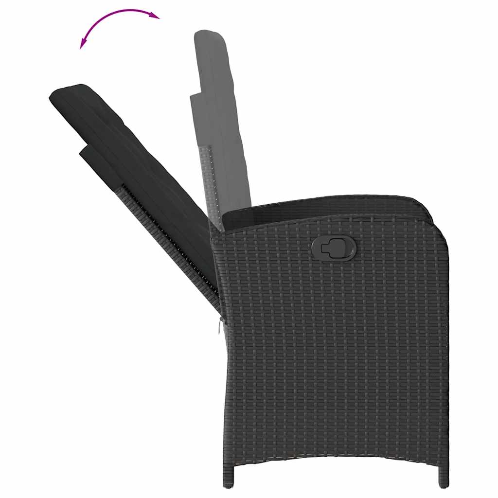Set da Pranzo da Giardino 9 pz con Cuscini Nero in Polyrattan | homemem39
