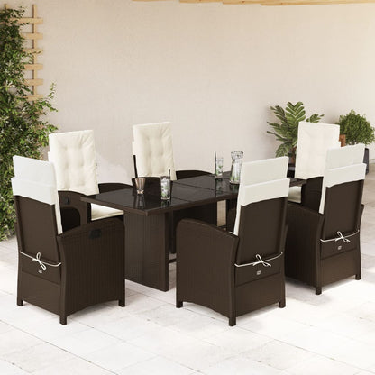 Set da Pranzo da Giardino 7pz con Cuscini in Polyrattan Marrone - homemem39