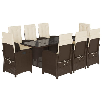 Set da Pranzo da Giardino 9pz con Cuscini Marrone in Polyrattan | homemem39