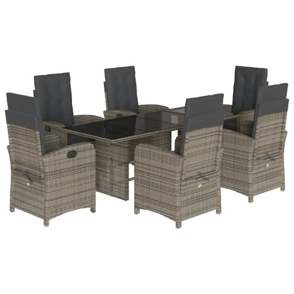 Set da Pranzo da Giardino 7 pz con Cuscini in Polyrattan Grigio | homemem39