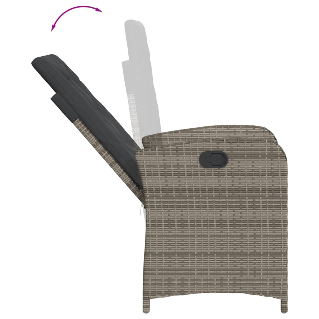 Set da Pranzo da Giardino 7 pz con Cuscini in Polyrattan Grigio | homemem39