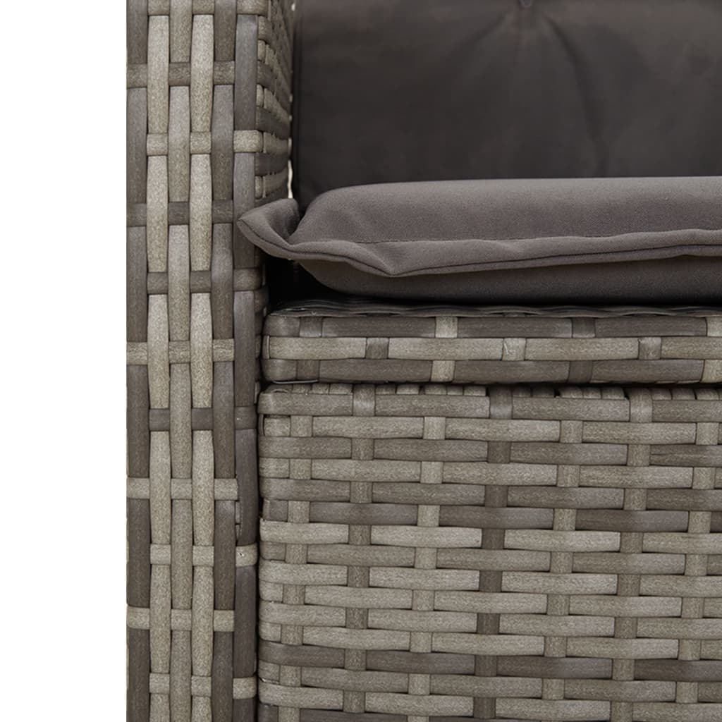 Set da Pranzo da Giardino 7 pz con Cuscini in Polyrattan Grigio | homemem39