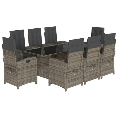 Set da Pranzo da Giardino 9 pz con Cuscini in Polyrattan Grigio | homemem39