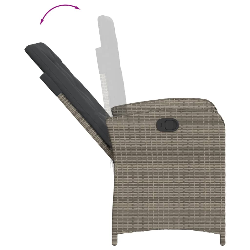 Set da Pranzo da Giardino 9 pz con Cuscini in Polyrattan Grigio - homemem39