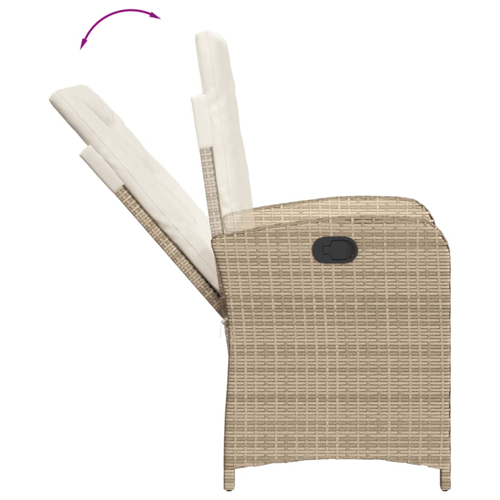 Set da Pranzo da Giardino 9 pz con Cuscini Beige in Polyrattan | homemem39