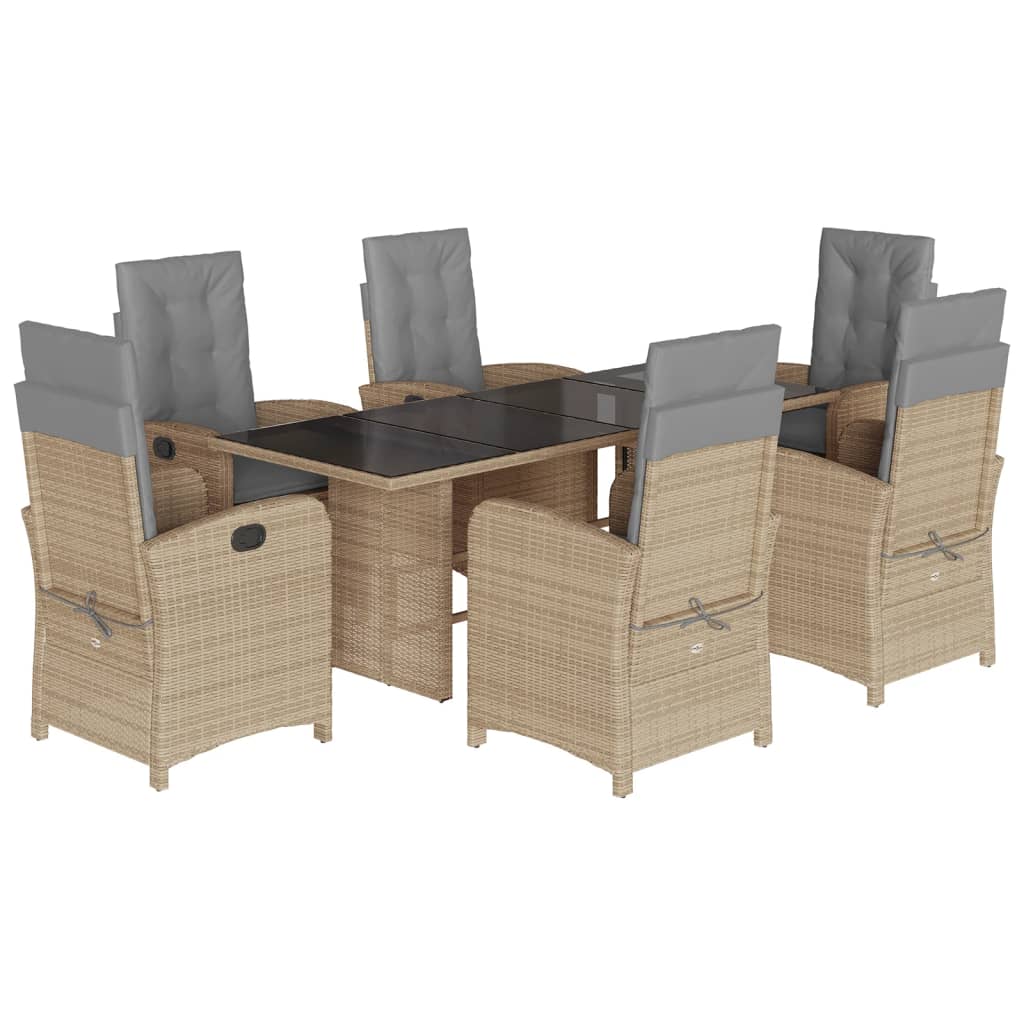 Set Pranzo da Giardino 7 pz con Cuscini Beige Misto Polyrattan | homemem39