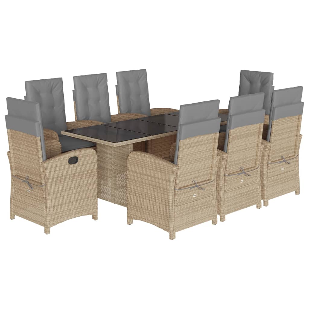 Set Pranzo da Giardino 9 pz con Cuscini Beige Misto Polyrattan | homemem39