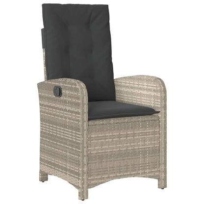 Set da Pranzo da Giardino 7 pz Cuscini Polyrattan Grigio Chiaro | homemem39