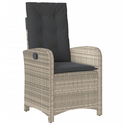 Set Pranzo da Giardino 9pz con Cuscini Grigio Chiaro Polyrattan | homemem39