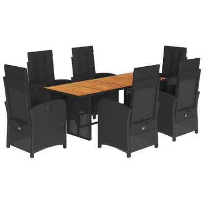 Set da Pranzo da Giardino 7 pz Nero con Cuscini in Polyrattan | homemem39