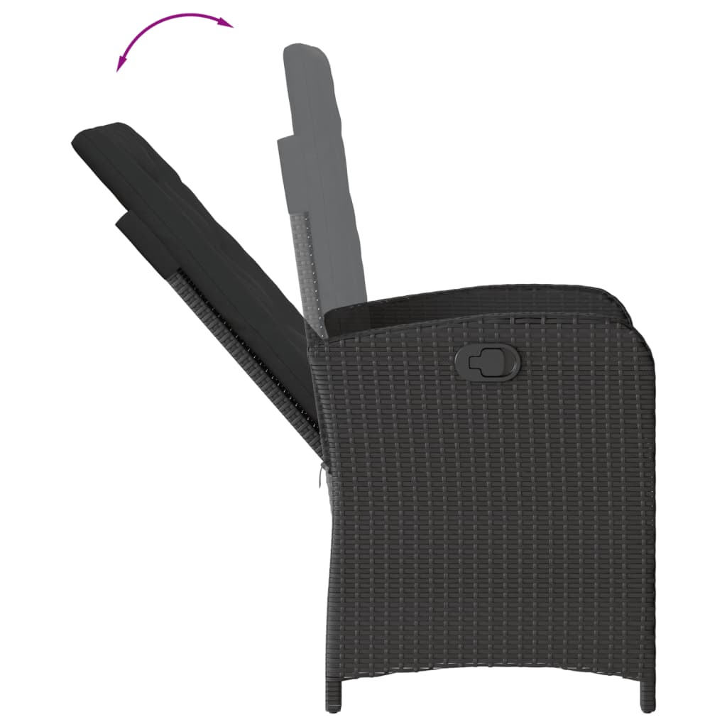 Set da Pranzo da Giardino 9 pz con Cuscini Nero in Polyrattan | homemem39