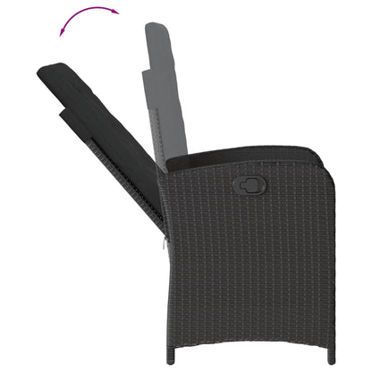 Set da Pranzo da Giardino 9 pz con Cuscini Nero in Polyrattan | homemem39
