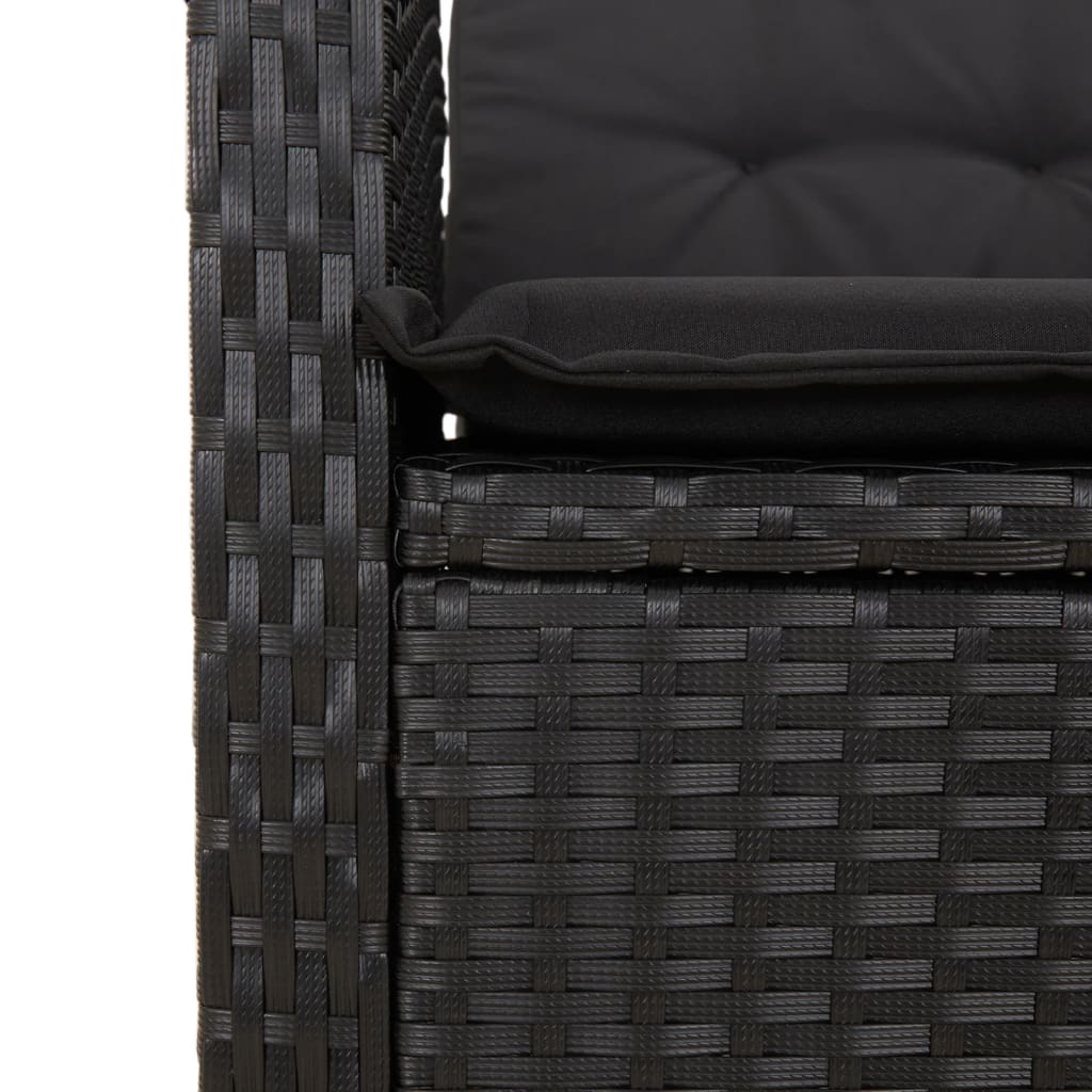 Set da Pranzo da Giardino 9 pz con Cuscini Nero in Polyrattan | homemem39