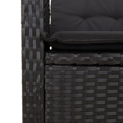 Set da Pranzo da Giardino 9 pz con Cuscini Nero in Polyrattan | homemem39
