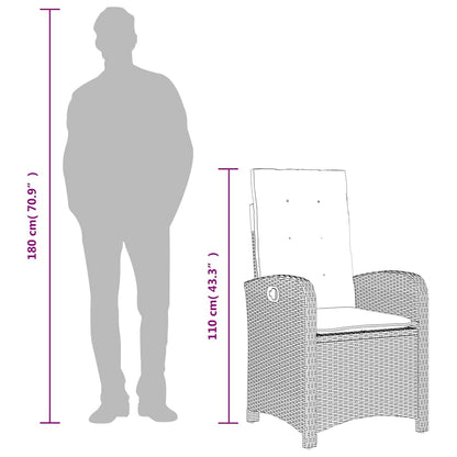 Set da Pranzo da Giardino 9 pz con Cuscini Nero in Polyrattan | homemem39